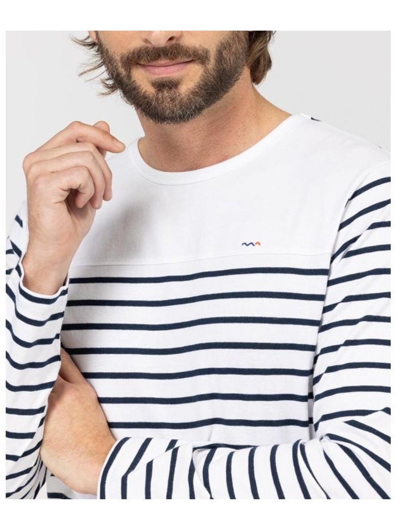 Mariniere manches longues - Terre de Marins Blanc Bleu marine - Kiabi