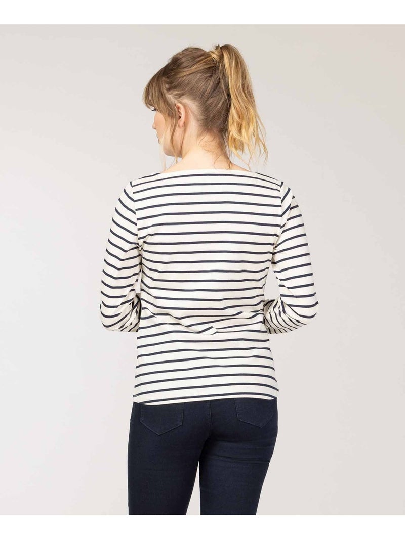 Mariniere manches longues - Terre de Marins Blanc Bleu - Kiabi