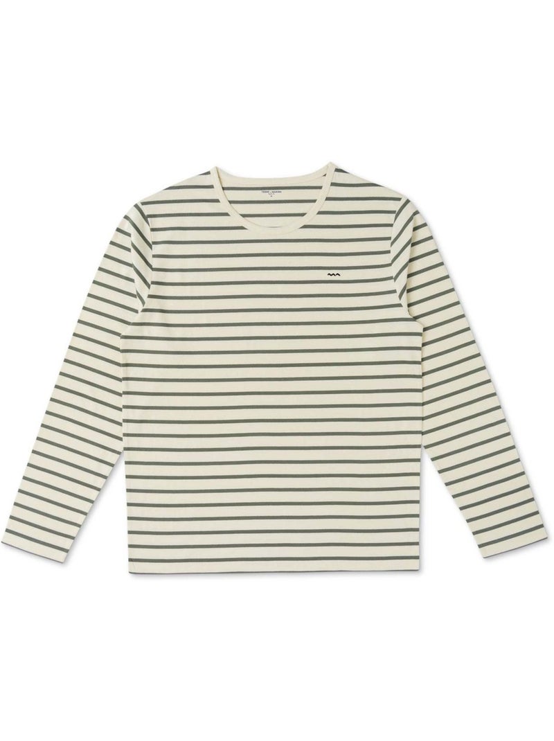 Mariniere manches longues - Terre de Marins Blanc Kaki - Kiabi