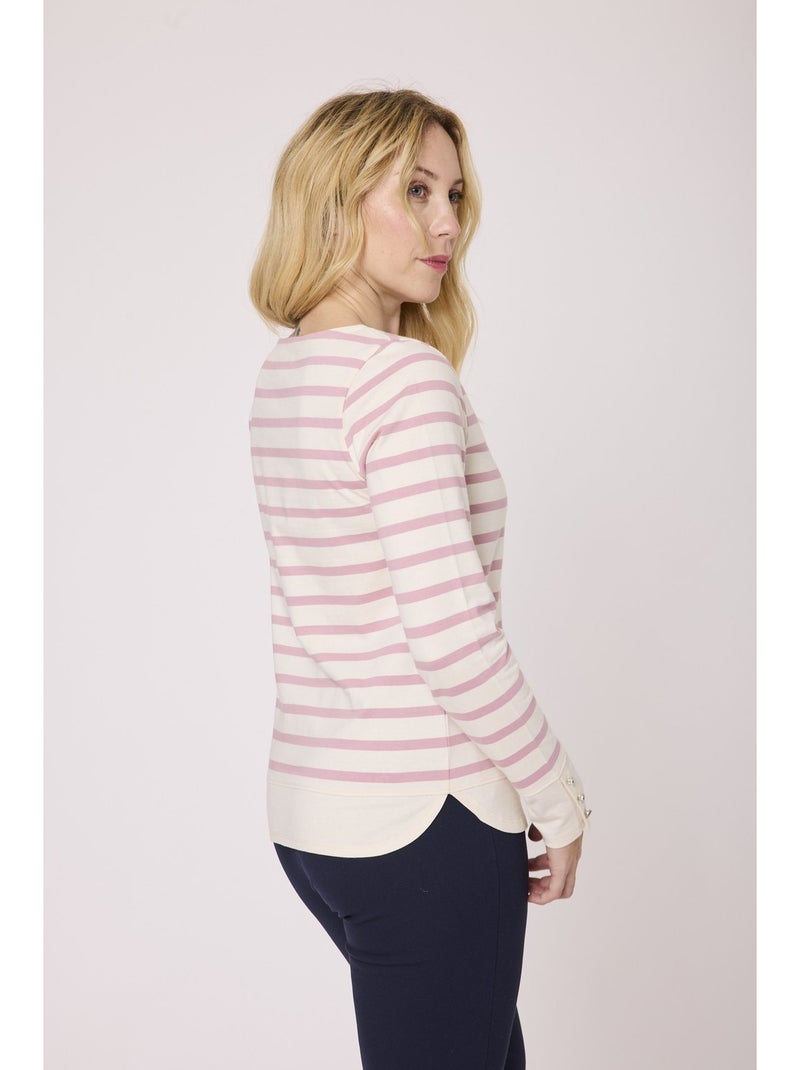 Mariniere manches longues - terre de marins Blanc Rose - Kiabi