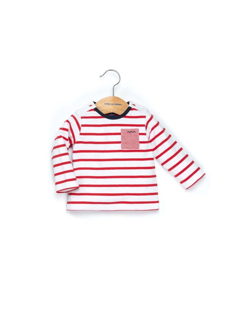 Mariniere manches longues - Terre de Marins Blanc Rouge - Kiabi