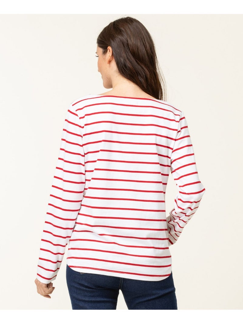 Mariniere manches longues - Terre de Marins Blanc Rouge - Kiabi