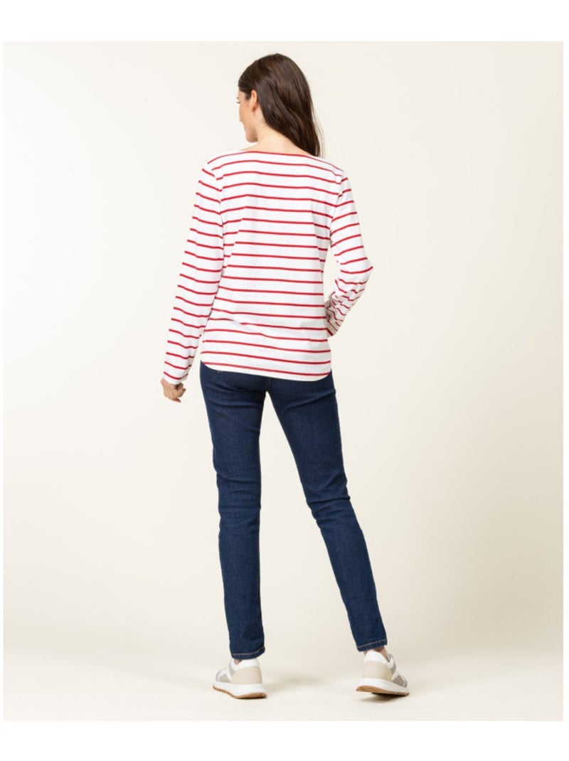 Mariniere manches longues - Terre de Marins Blanc Rouge - Kiabi