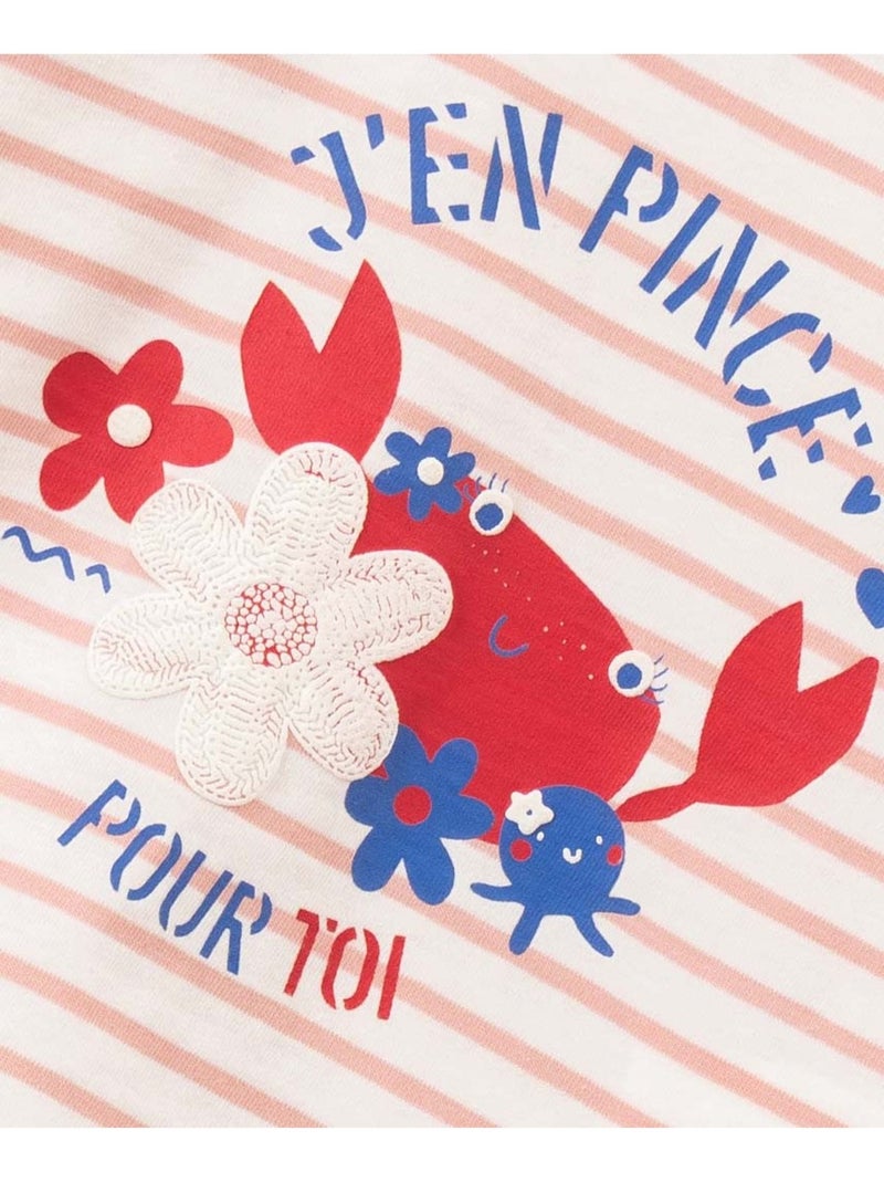 Mariniere manches longues 100% coton - Terre de Marins Blanc Rose - Kiabi