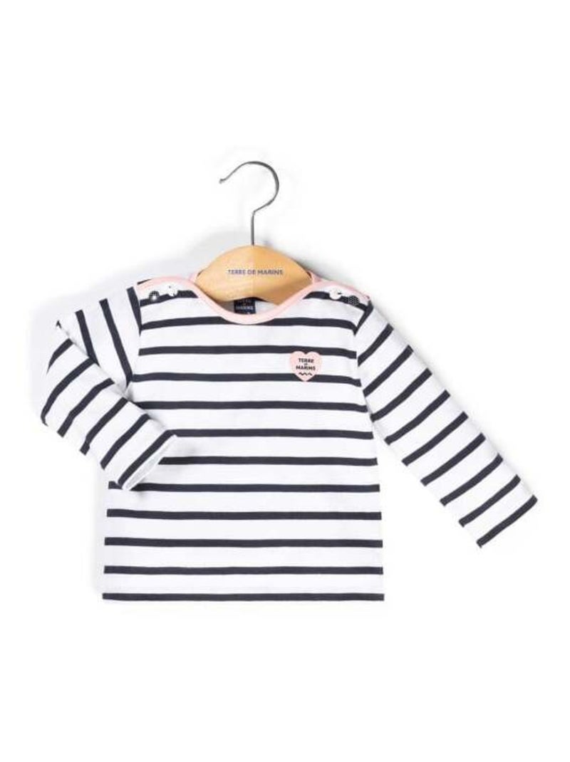 Marinière manches longues Bébé Fille blanc/bleu marine Bleu - Kiabi