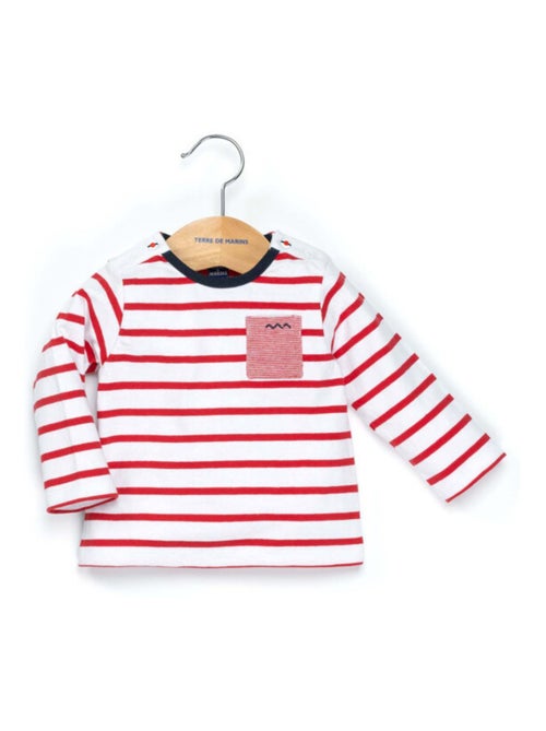 Marinière manches longues blanc/rouge Bébé - Kiabi
