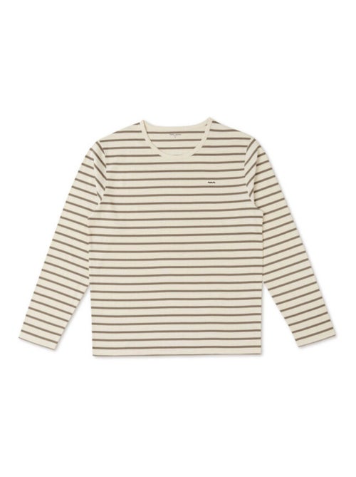 Marinière manches longues Homme grège rayé beige - Kiabi