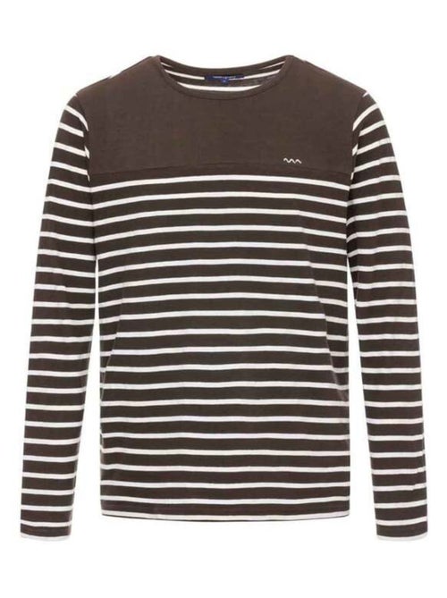 Marinière manches longues Homme marron/blanc - Kiabi