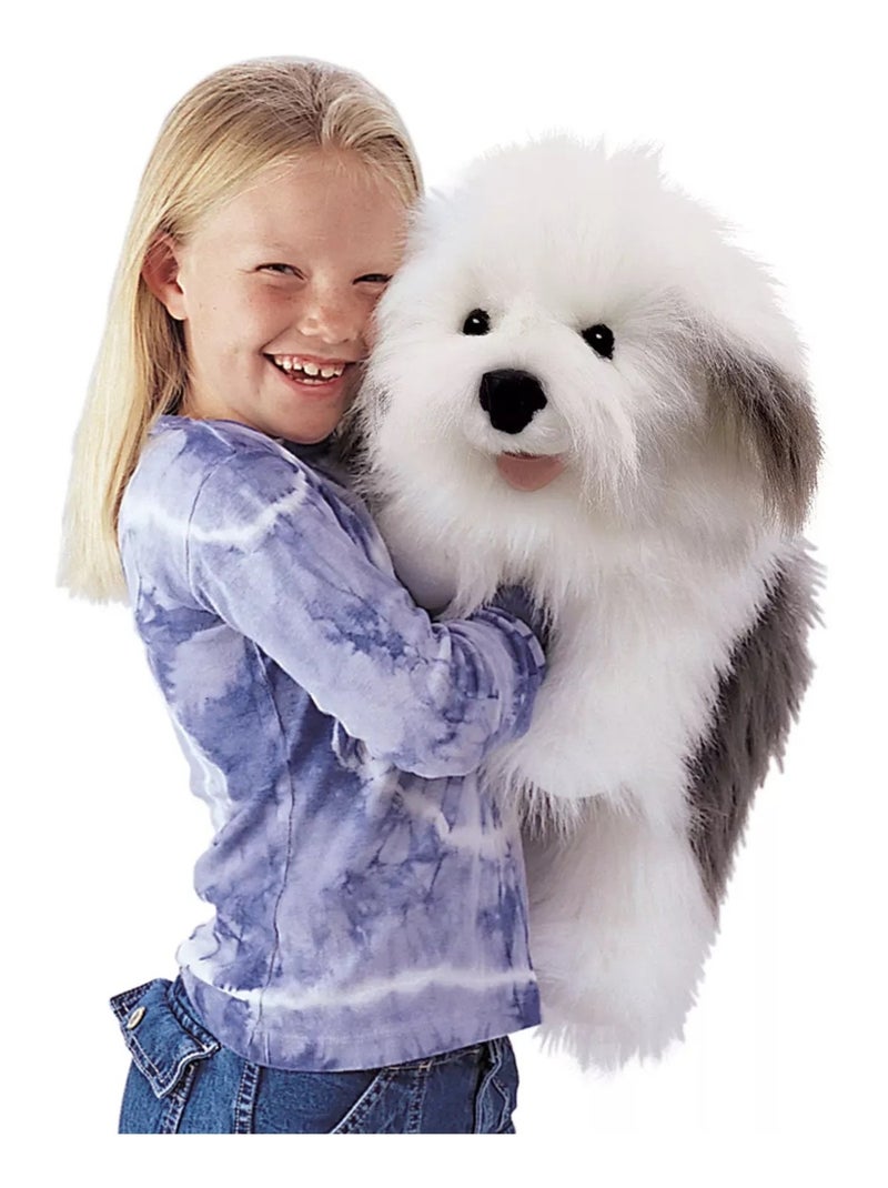 Marionnette à main Chien Bobtail Blanc - Kiabi