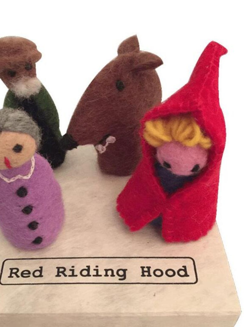 Marionnettes à doigts en laine feutrée - Le Petit Chaperon rouge Multicolore - Kiabi