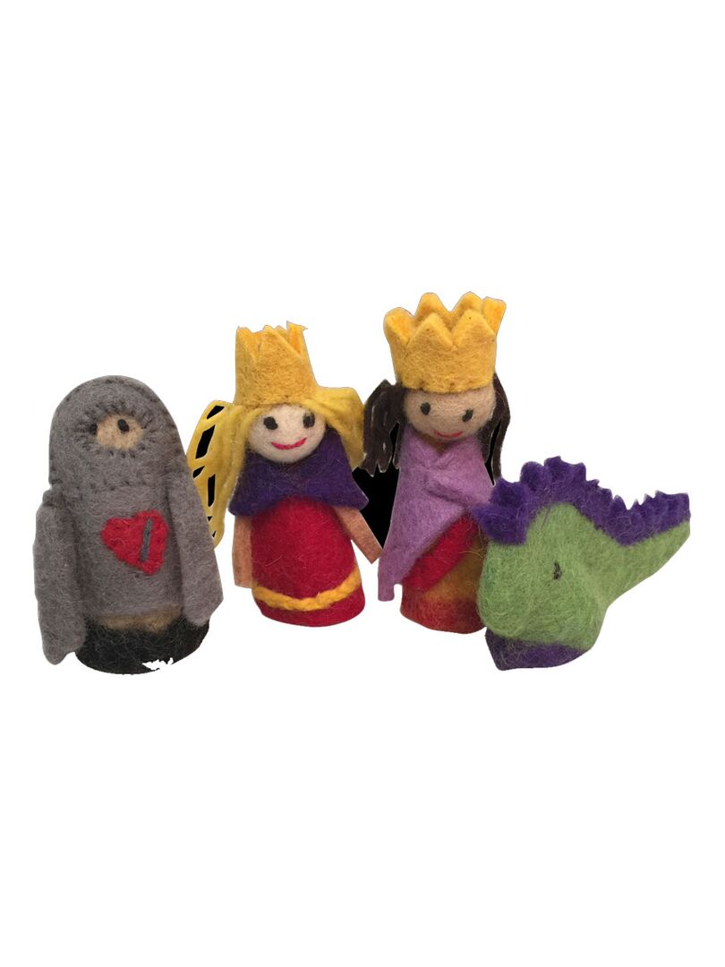 Marionnettes à doigts en laine feutrée - Roi et Reine