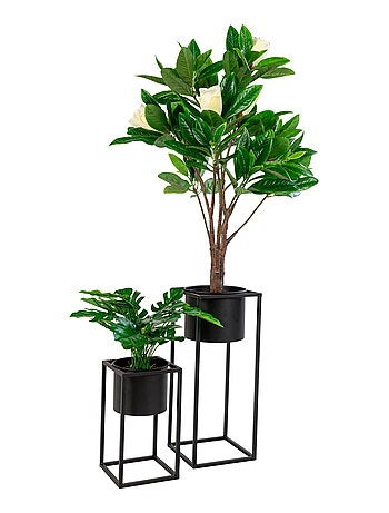 Marla Flowerpots - Pots de fleurs, acier, noir, lot de 2