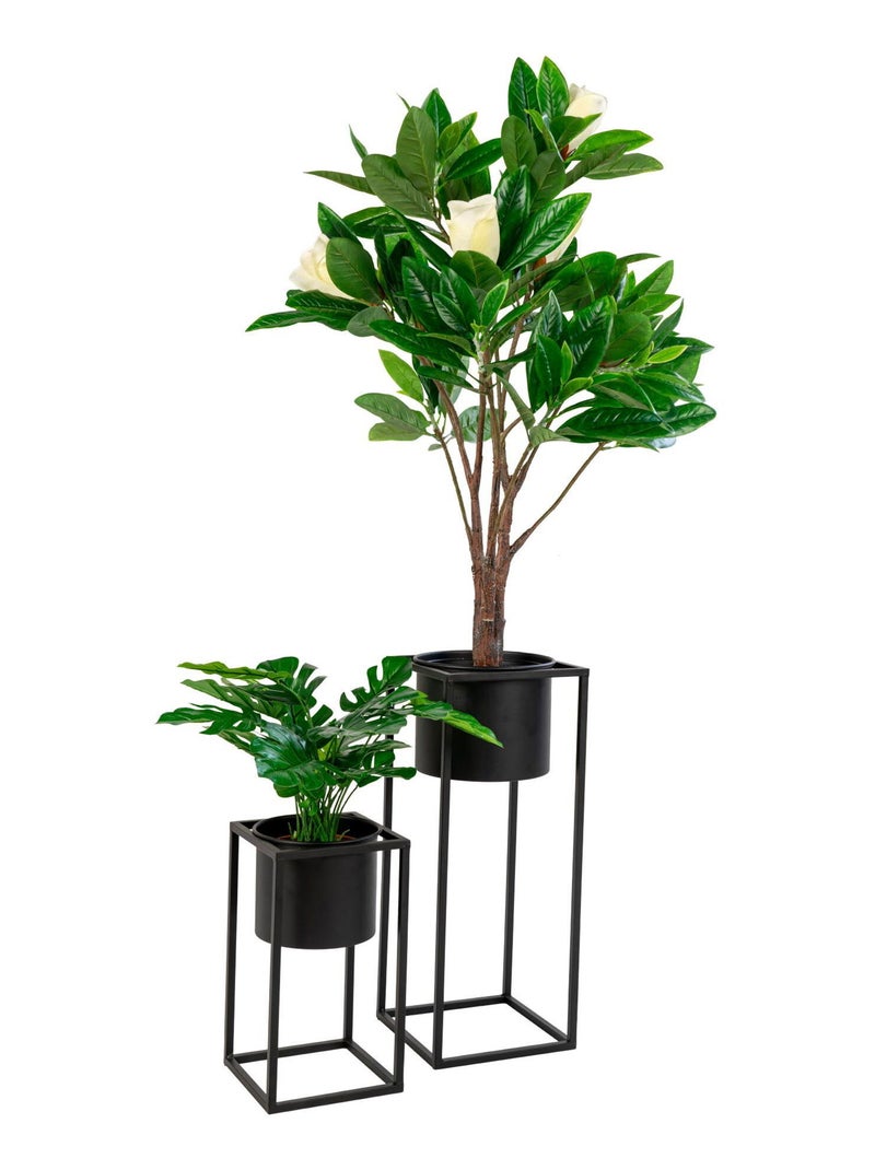 Marla Flowerpots - Pots de fleurs, acier, noir, lot de 2 Noir - Kiabi