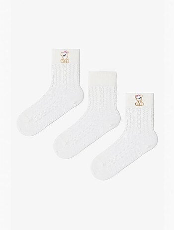 Marshmallow fille cutie bear à motif lot de 3 socquettes penti