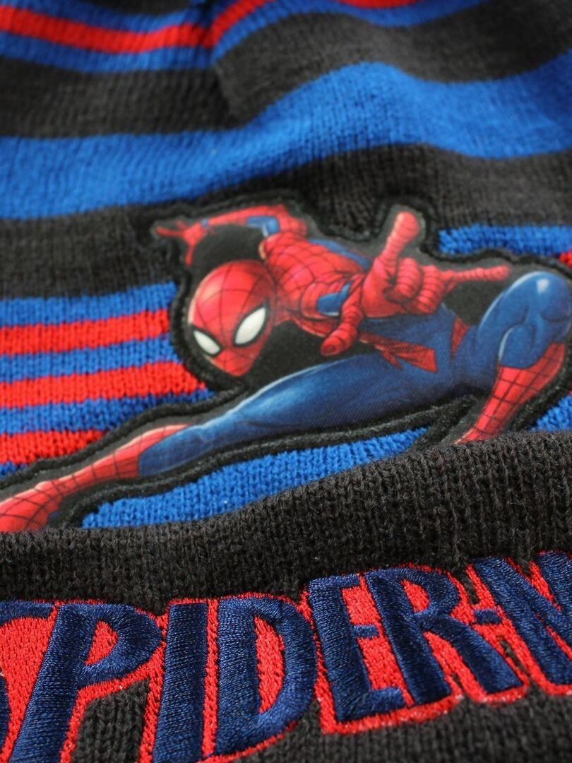 Bonnet Tricot Spiderman Avec Logo 3D - Violet/Noir - Taille Unique - Neuf Avec étiquettes