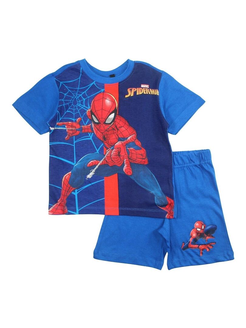 Marvel - Ensemble ​​T-shirt short garçon Imprimé Spiderman Bleu - Kiabi