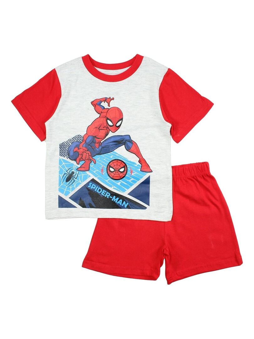 Marvel - Ensemble ​​T-shirt short garçon Imprimé Spiderman Rouge - Kiabi