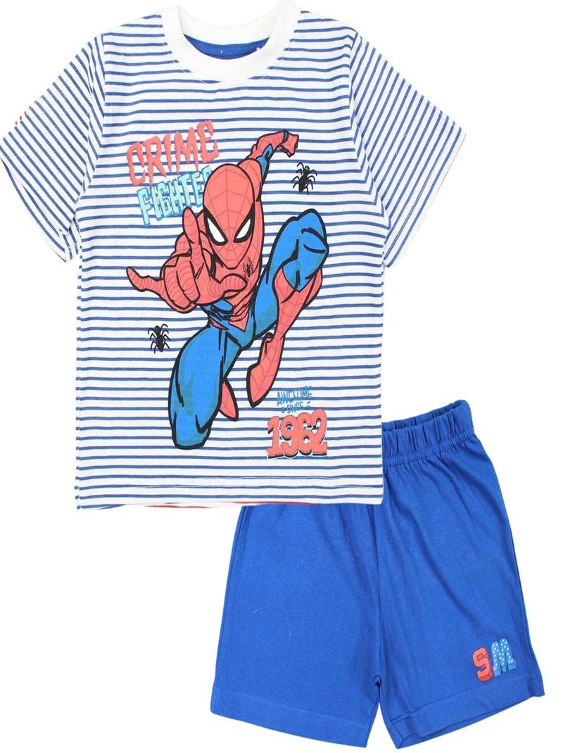 Marvel - Ensemble ​​T-shirt short Imprimé Spiderman Bleu - Kiabi