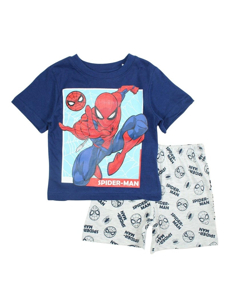 Marvel - Ensemble ​​T-shirt short Imprimé Spiderman Bleu marine - Kiabi