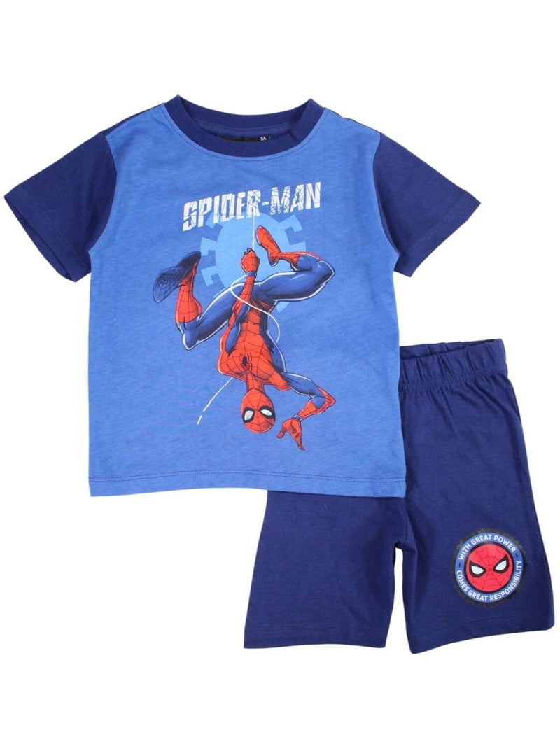 Marvel - Ensemble ​​T-shirt short Imprimé Spiderman Bleu marine - Kiabi