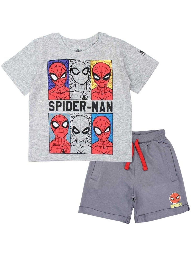 Marvel - Ensemble ​​T-shirt short Imprimé Spiderman Gris - Kiabi