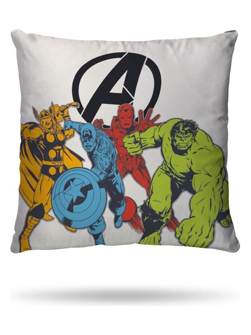 MARVEL - Housse de couette Avengers 140x200 cm + 1 Taie d'oreiller 63x63 cm  - 100% Coton - Blanc