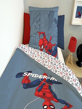MARVEL - Housse de couette Spiderman 140x200 cm - 100% Coton - Bleu