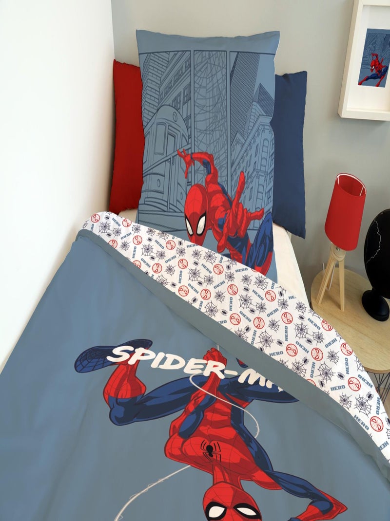 MARVEL - Housse de couette Spiderman 140x200 cm - 100% Coton - Bleu Bleu - Kiabi