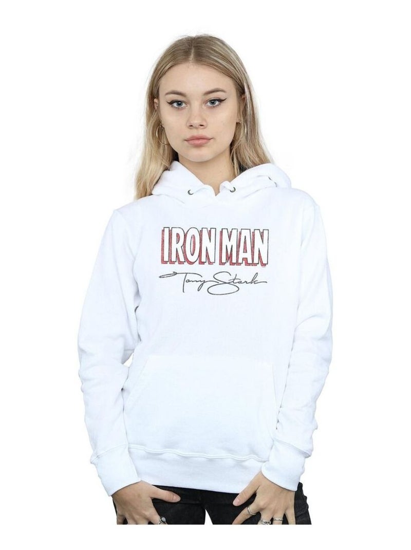 Marvel - Sweat à capuche AKA TONY STARK Blanc - Kiabi