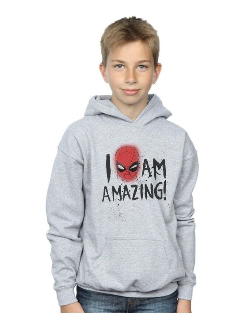 Marvel - Sweat à capuche AM AMAZING Gris chiné - Kiabi