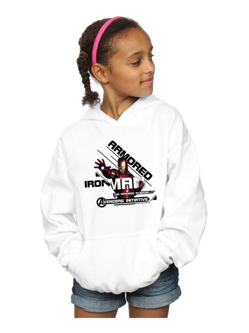 Marvel - Sweat à capuche AVENGERS ARMOURED AVENGER Blanc - Kiabi