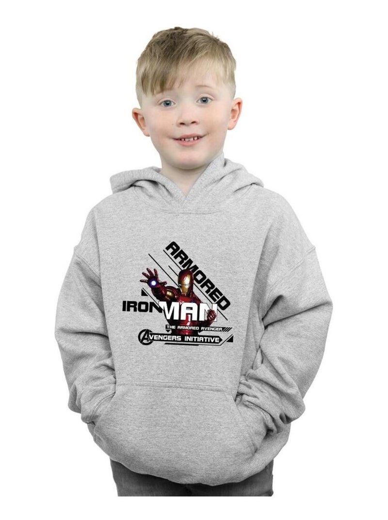 Marvel - Sweat à capuche AVENGERS ARMOURED AVENGER Gris chiné - Kiabi