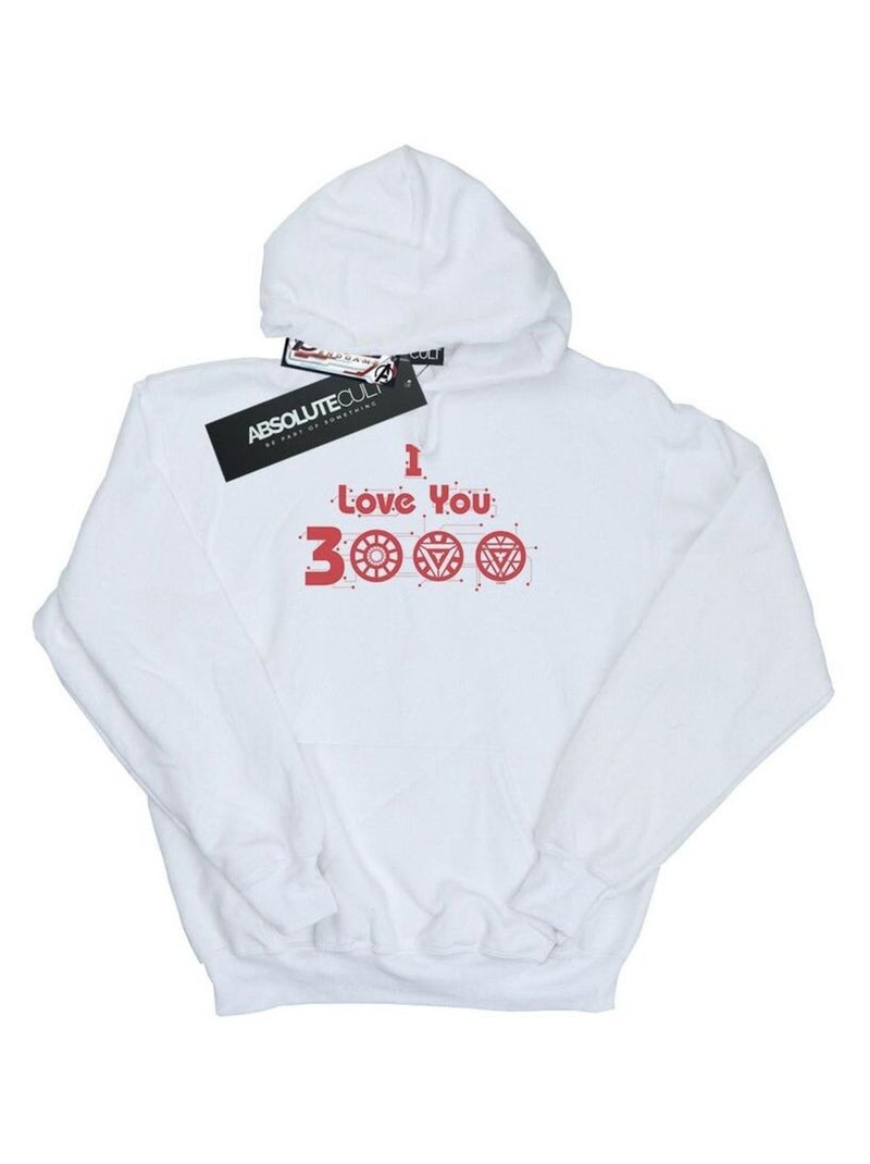 Marvel - Sweat à capuche AVENGERS ENDGAME LOVE YOU Blanc - Kiabi