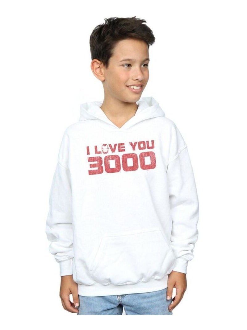 Marvel - Sweat à capuche AVENGERS ENDGAME LOVE YOU Blanc - Kiabi