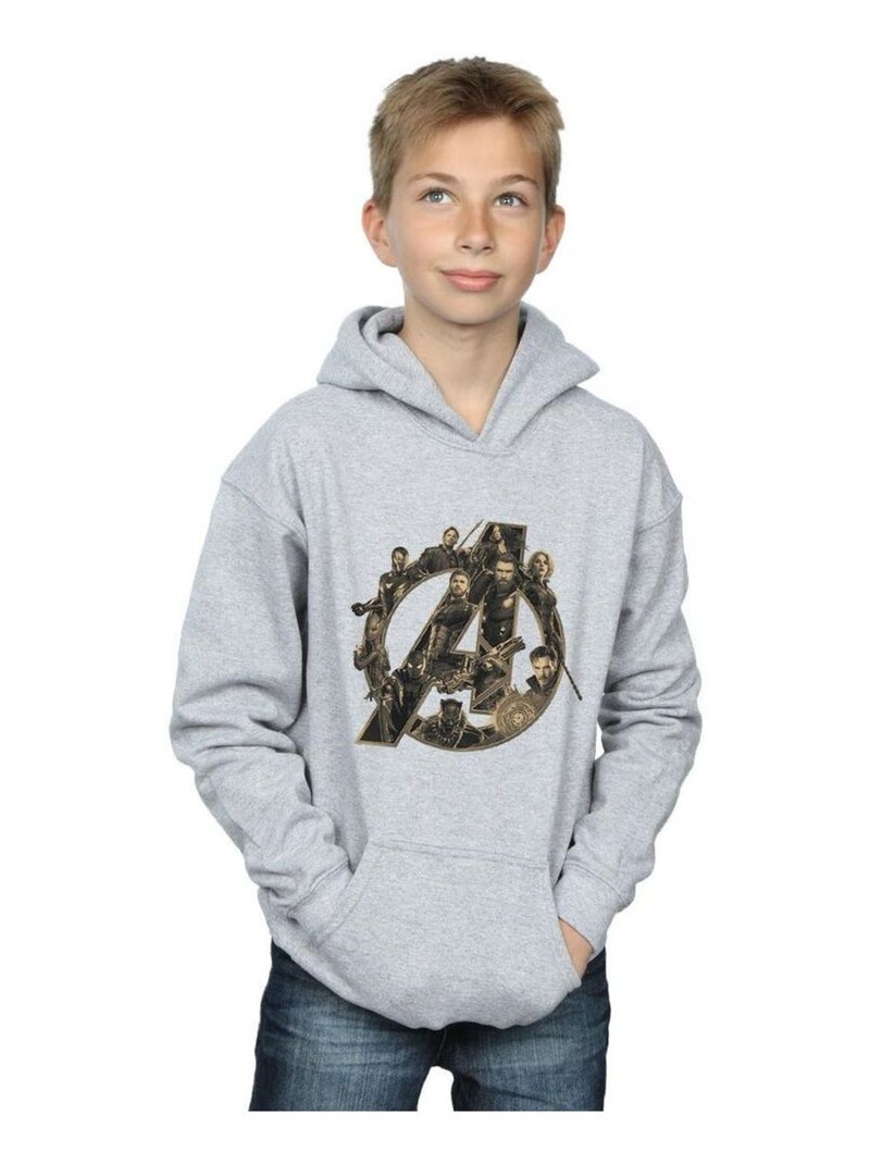 Marvel - Sweat à capuche AVENGERS INFINITY WAR MARVEL Gris chiné - Kiabi