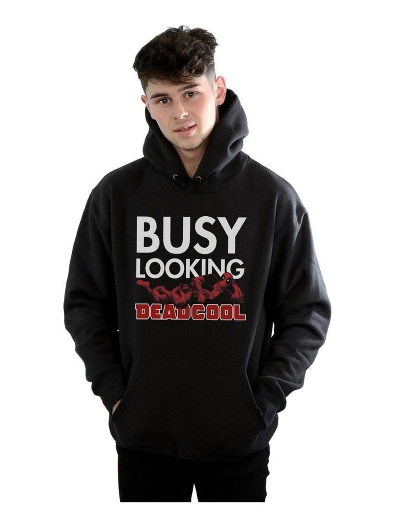 Marvel - Sweat à capuche BUSY LOOKING DEADCOOL Noir - Kiabi