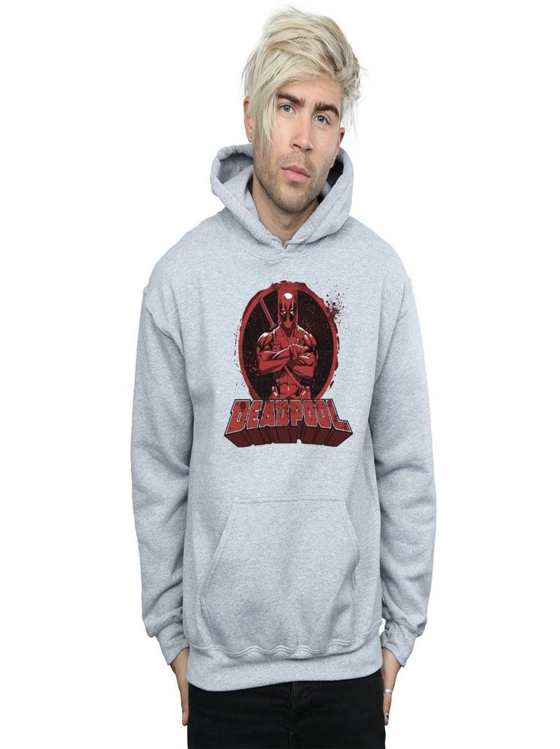 Marvel - Sweat à capuche CROSSED ARMS Gris chiné - Kiabi
