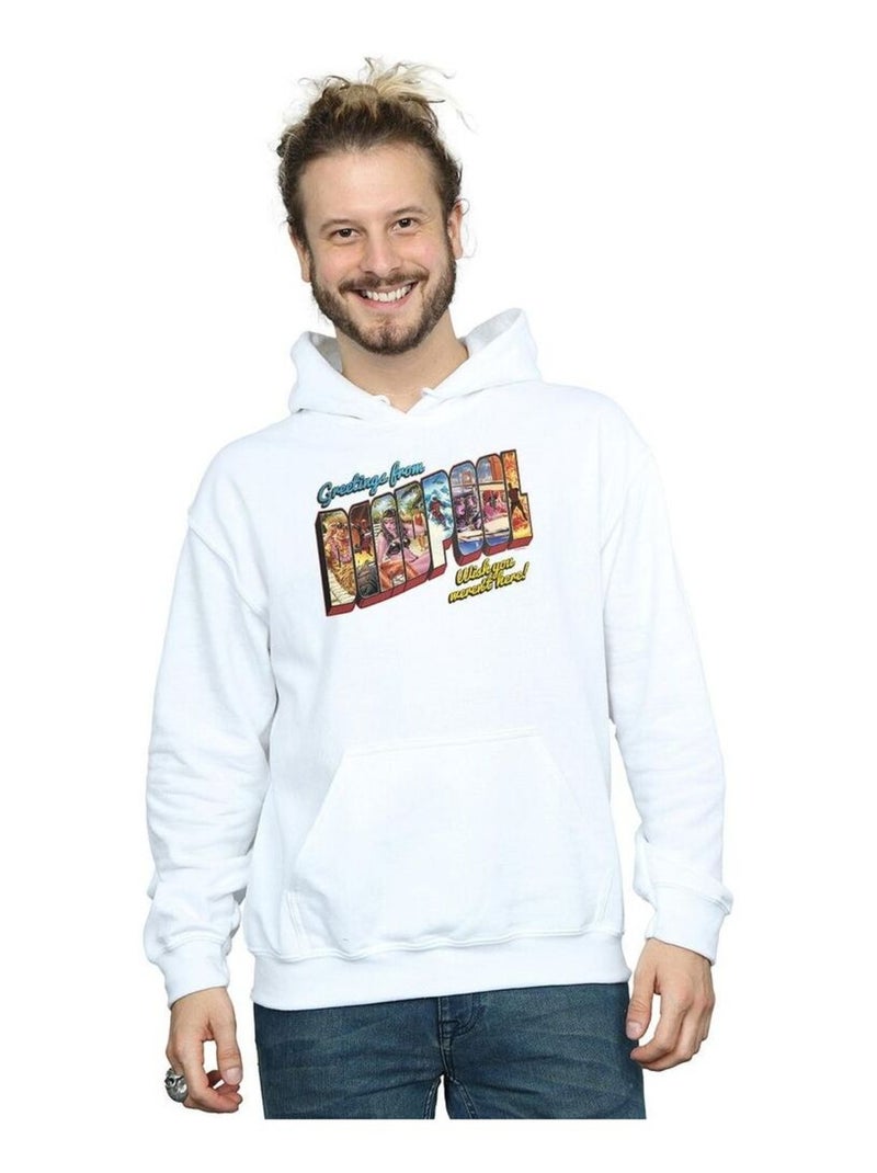 Marvel - Sweat à capuche DEADPOOL GREETINGS Blanc - Kiabi