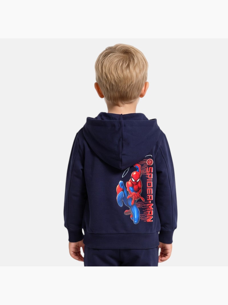 Marvel - sweat à capuche imprimé, manches longues, poche kangourou et finitions bord-côte Bleu marine - Kiabi