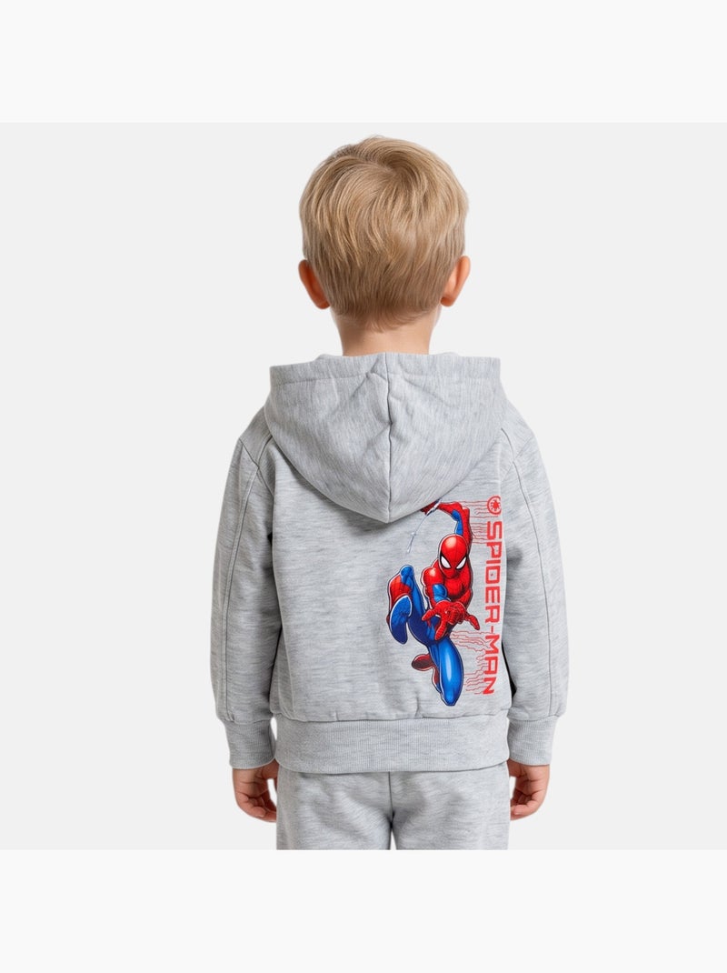 Marvel - sweat à capuche imprimé, manches longues, poche kangourou et finitions bord-côte Gris - Kiabi