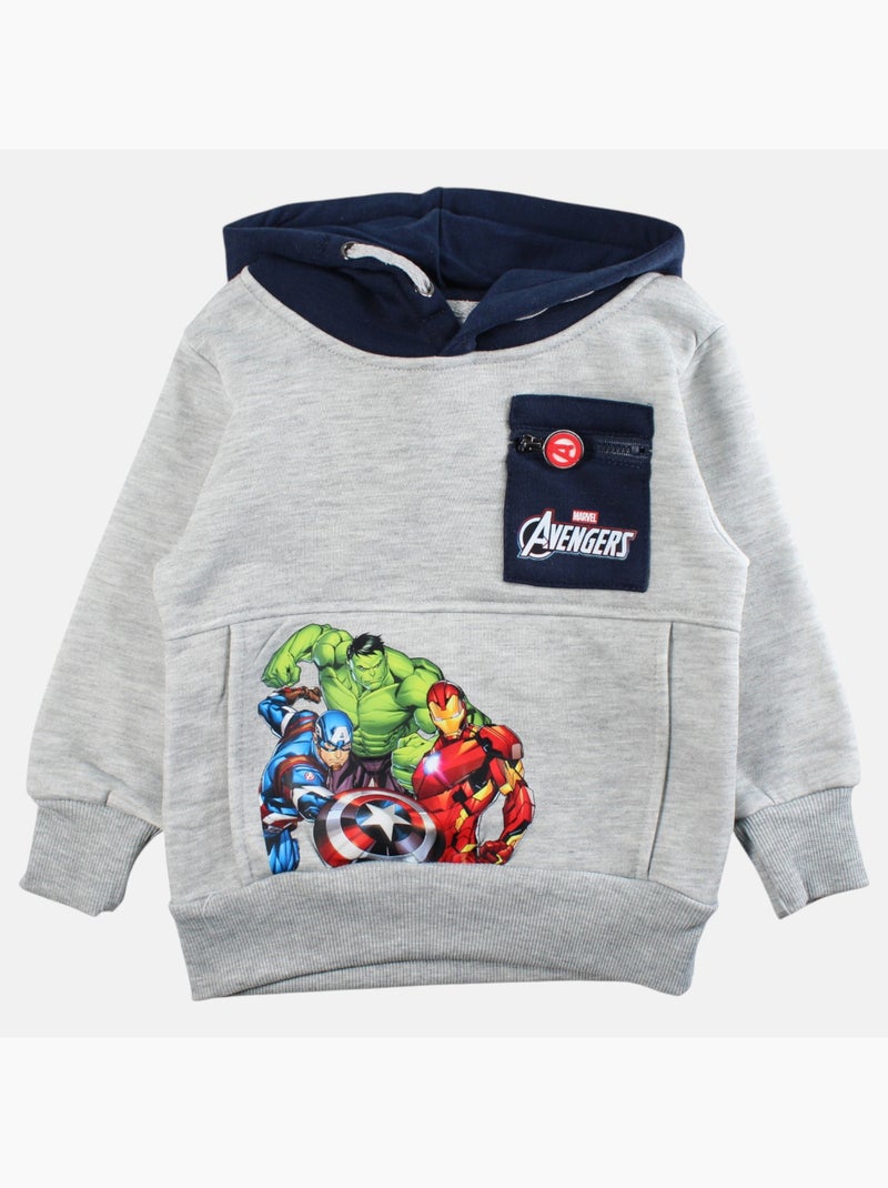 Marvel - sweat à capuche imprimé, poche kangourou Gris - Kiabi