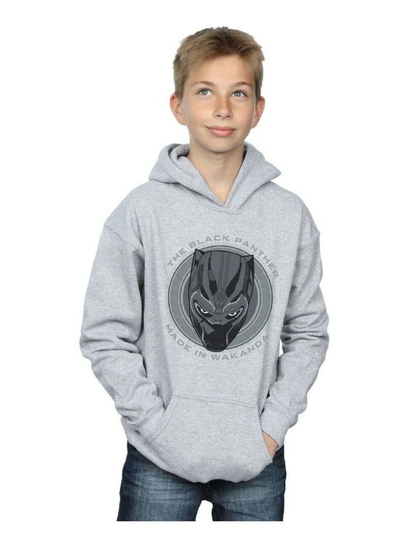 Marvel - Sweat à capuche MADE IN WAKANDA Gris chiné - Kiabi