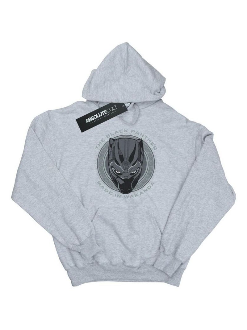 Marvel - Sweat à capuche MADE IN WAKANDA Gris chiné - Kiabi