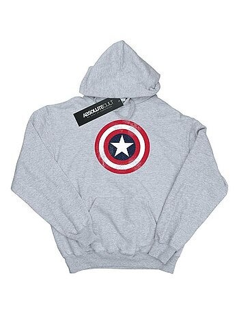 Marvel - Sweat à capuche motif Captain America motif/style bouclier usé