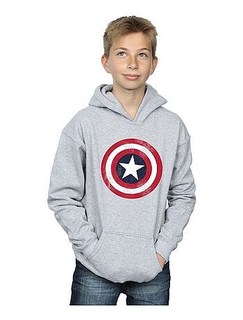 Marvel - Sweat à capuche motif Captain America motif/style bouclier usé