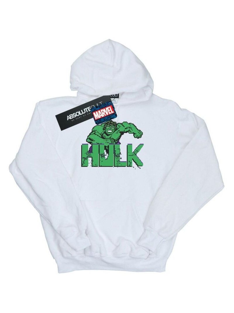 Marvel - Sweat à capuche motif Hulk pixelisé Blanc - Kiabi