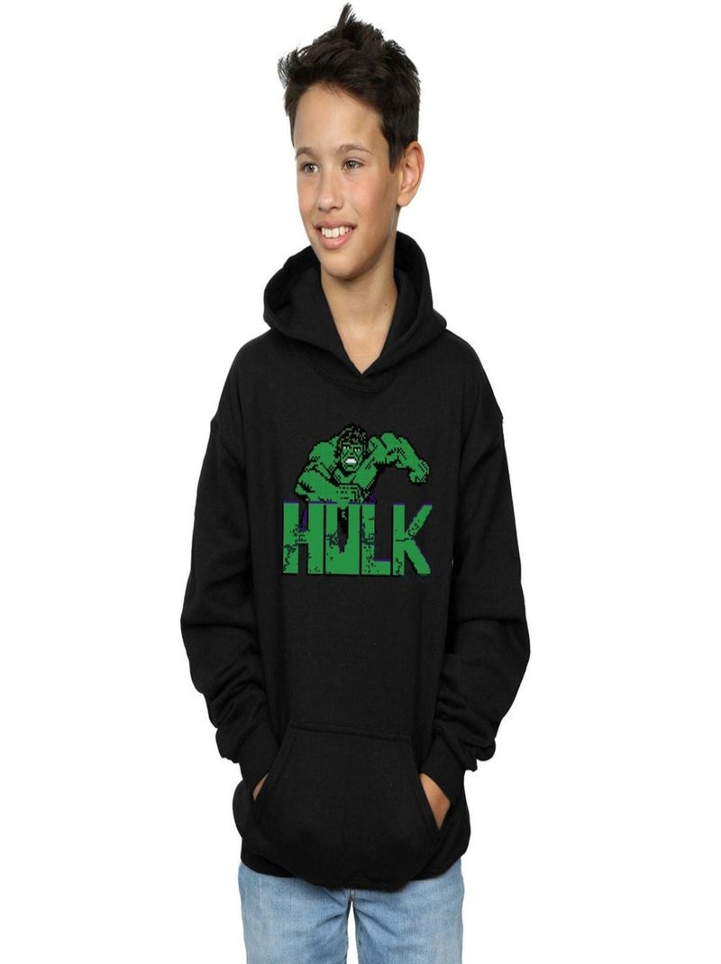 Marvel - Sweat à capuche motif Hulk pixelisé Noir - Kiabi