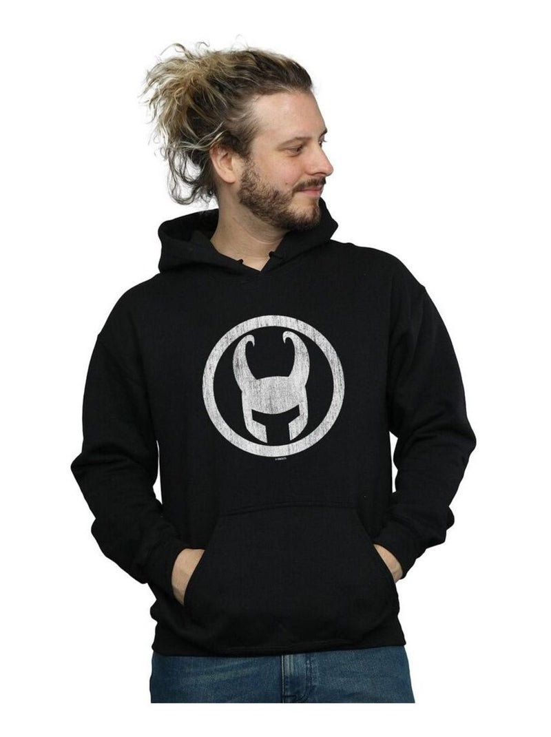 Marvel - Sweat à capuche motif Loki motif/style Symbole Noir - Kiabi