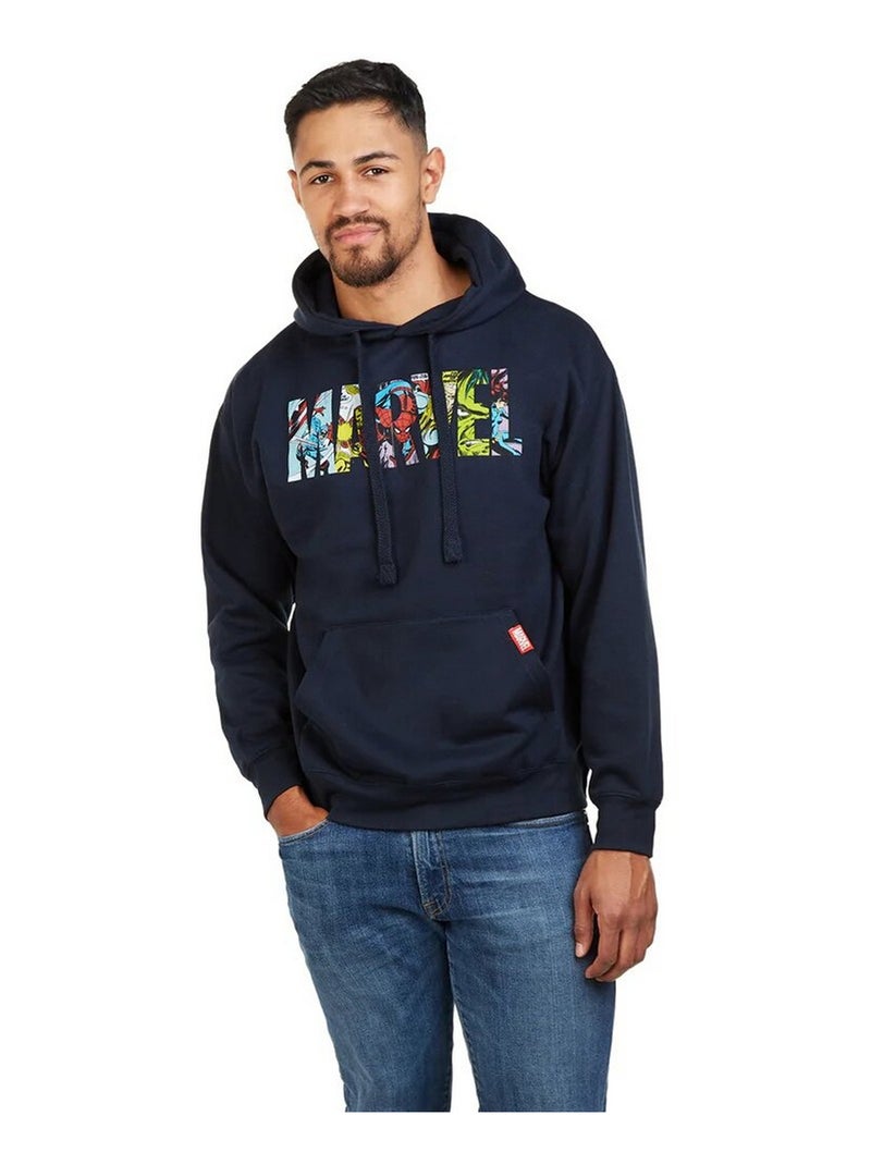 Marvel - Sweat à capuche motifs logo et personnages Bleu marine - Kiabi