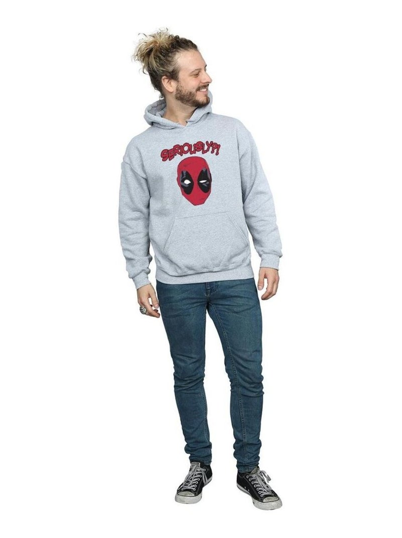 Marvel - Sweat à capuche SERIOUSLY Gris chiné - Kiabi